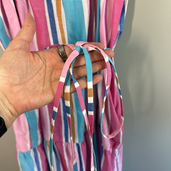 Lemlem Striped Jima Sweepy Banu Midi Summer Aqua Pink Blue Dress Size Medium - Picture 7 of 15